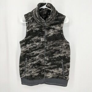 Athleta Tugga Sherpa Fleece Full Zip Vest Fog Camo Bluff Gray Women's Size Small